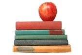 Books and apple