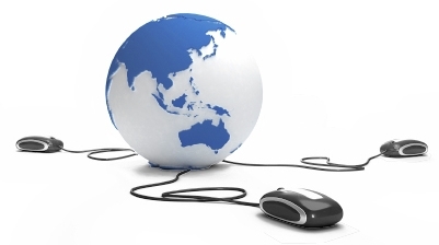 Globe and computer mouse